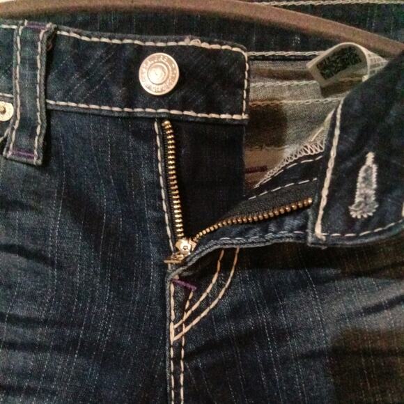 True Religion Women's Nat big T jeans skinny with flaps Blue, Size 31 - Picture 3 of 13